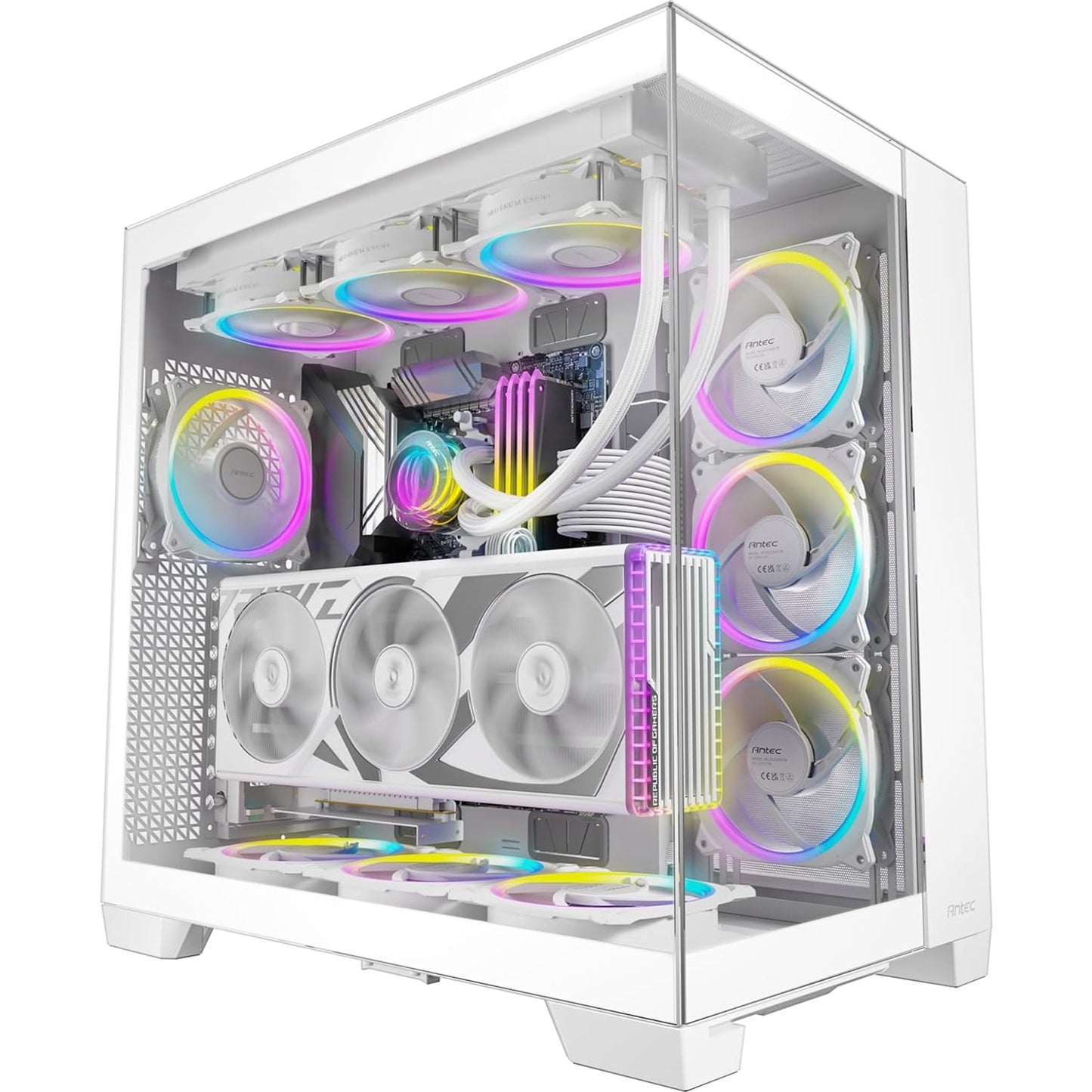 ANTEC Constellation C8 Dual Chamber Case, Gaming, White, Mid Tower, 2 x USB 3.0 / 1 x USB Type-C, Seamless Left and Front Tempered Glass Side Panel, E-ATX, ATX, Micro ATX, ITX