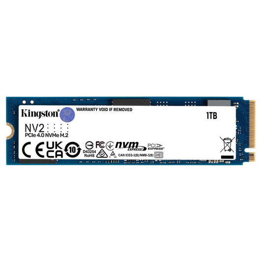 Kingston NV2 (SNV2S/1000G) 1TB, NVMe SSD, M.2 Interface, PCIe Gen4, 2280, Read 3500 MB/s, Write 2100 MB/s, 3 Year Warranty