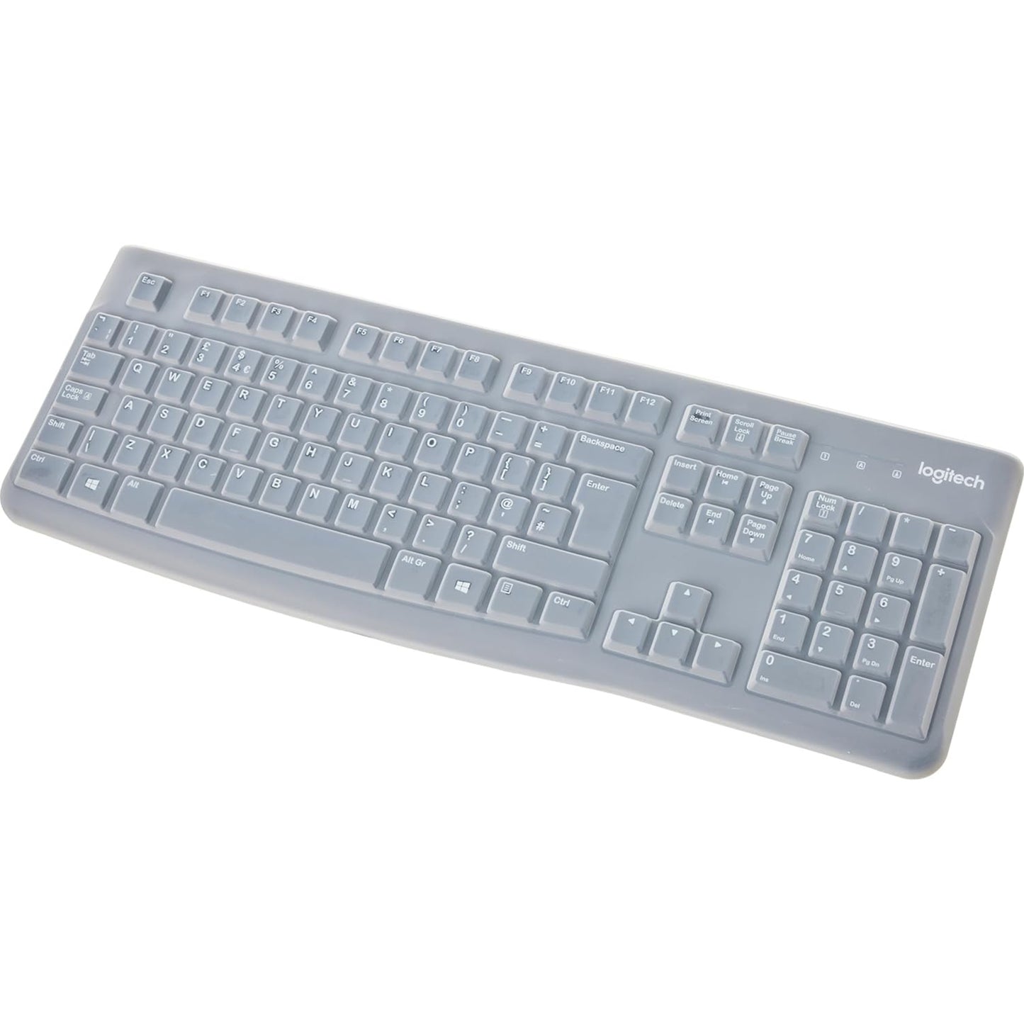 Logitech K120 Wired Keyboard for Windows, USB Plug-and-Play, Full-Size, Spill-Resistant, Curved Space Bar, Compatible with PC and Laptop, QWERTY UK English Layout, Black- Education Edition, with Silicone Cover, Brown Box