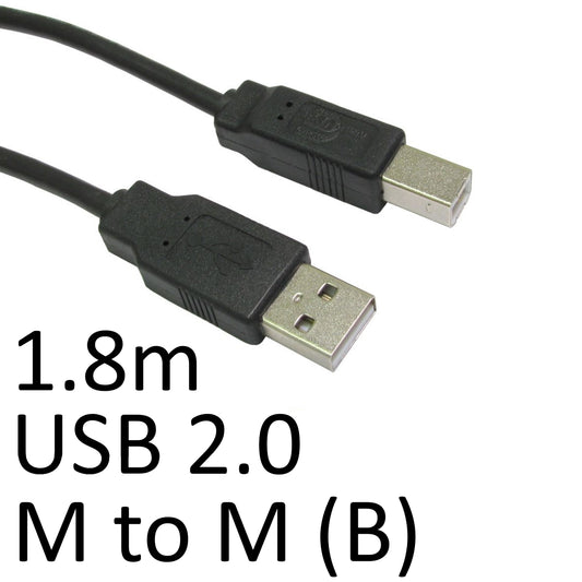 USB 2.0 A (M) to USB 2.0 B (M) 1.8m Black OEM Printer/Scanner Data Cable