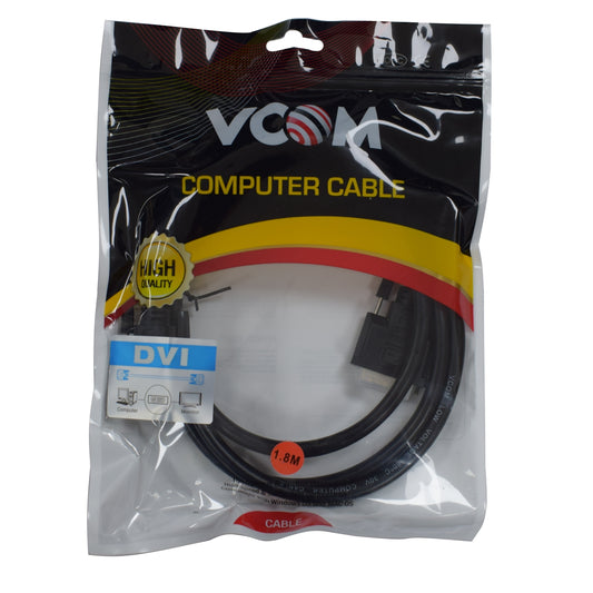 VCOM DVI-D (M) to DVI-D (M) 1.8m Black Retail Packaged Display Cable