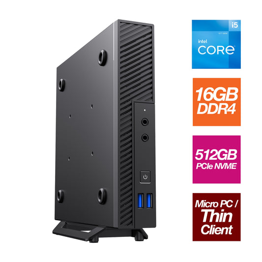Small Form Factor - Intel i5 12400 6 Core 12 Threads 2.50GHz (4.40GHz Boost), 16GB RAM, 512GB NVMe M.2, - 1L VESA Mountable Small Foot Print for Home or Office Use - Pre-Built PC