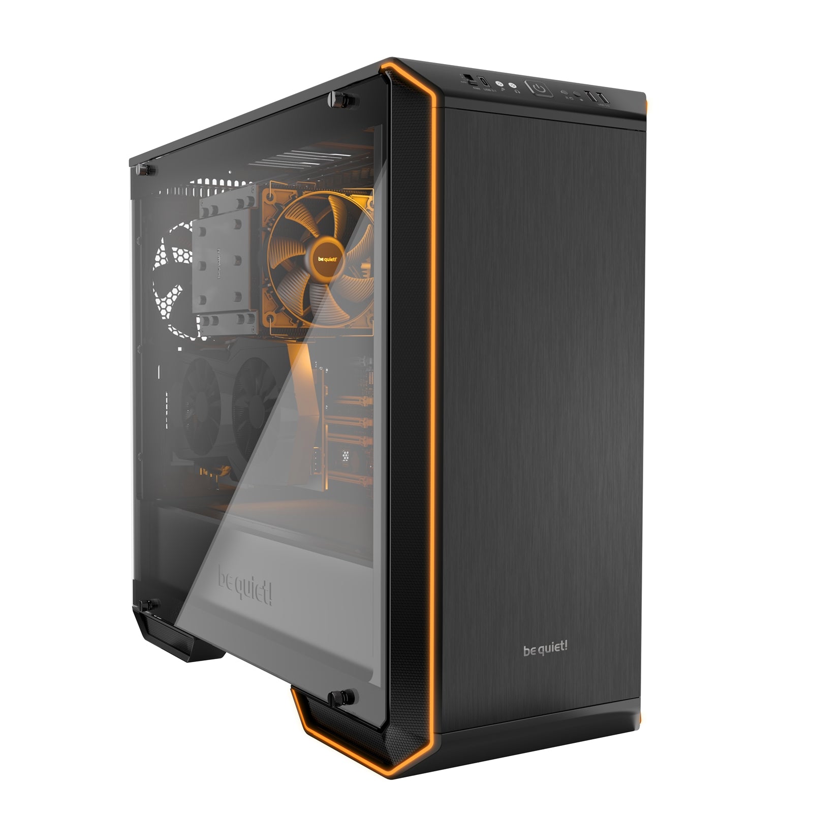 be quiet! Dark Base 700 Case, Black, Mid Tower, 2 x USB 3.2 Gen 1 Type-A / 1 x USB 3.2 Gen 2 Type-C, Tempered Glass Side WIndow Panel, External RGB LED Lighting, 2 x Silent Wings 3 140mm Black PWM Fans Included