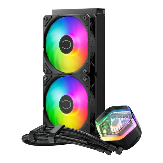 Cooler Master MasterLiquid 240 Atmos AIO Cooler, 2x120mm ARGB PWM Fans, Copper Heatsink, Aluminium Radiator, Intel/AMD