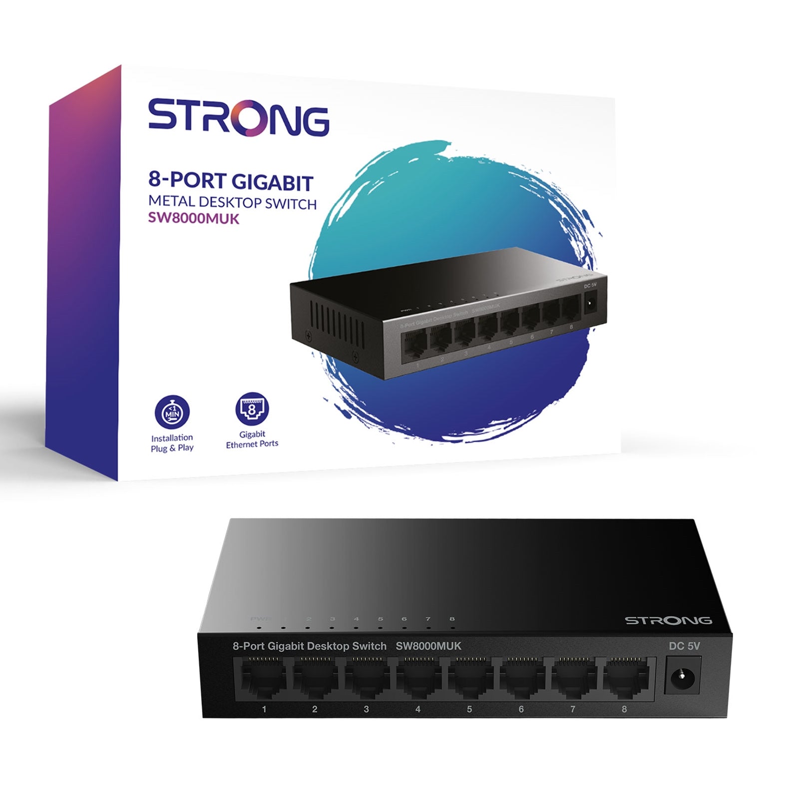 Strong SW8000MUK 8 Port Gigabit Switch (Metal)