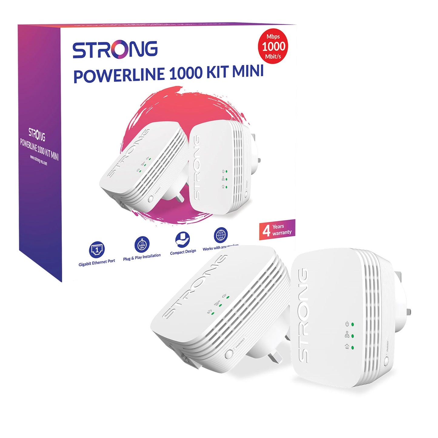 Strong POWERL1000DUOMINIUK AV1000 Mini Powerline Kit (2 Pack)