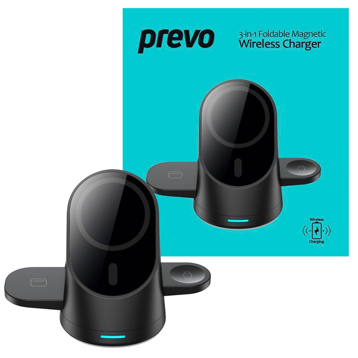 Prevo 3-in-1 25W Magnetic Wireless Charging Station for Smartphones, Smartwatches & Wireless Earbuds