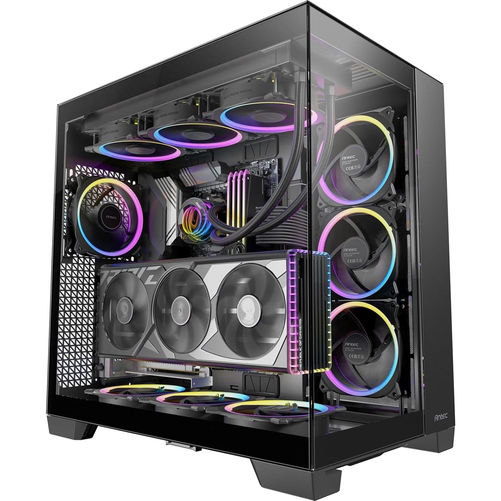 ANTEC Constellation C8 Dual Chamber Case, Gaming, Black, Mid Tower, 2 x USB 3.0 / 1 x USB Type-C, Seamless Left and Front Tempered Glass Side Panel, E-ATX, ATX, Micro ATX, ITX