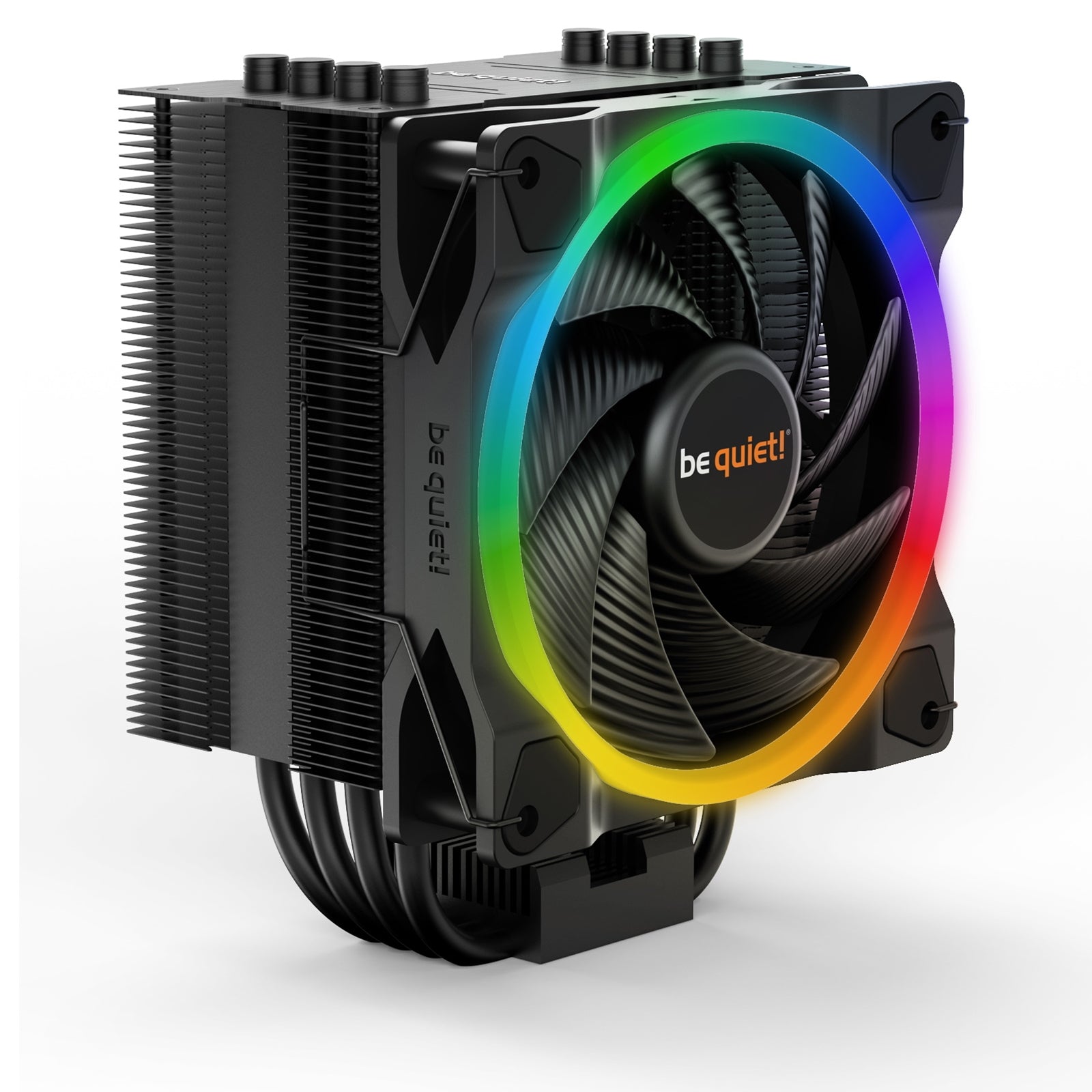 be quiet! Pure Rock 2 FX Black Fan CPU Cooler, Universal Socket, Light Wings 120mm PWM Addressable RGB LED Cooling Fan, 2000RPM, 4 Heat Pipes, 150W TDP, Airflow-Optimized Fan Blades for High Pressure & Low Noise, Intel LGA 1700 & AMD AM5 Compatible