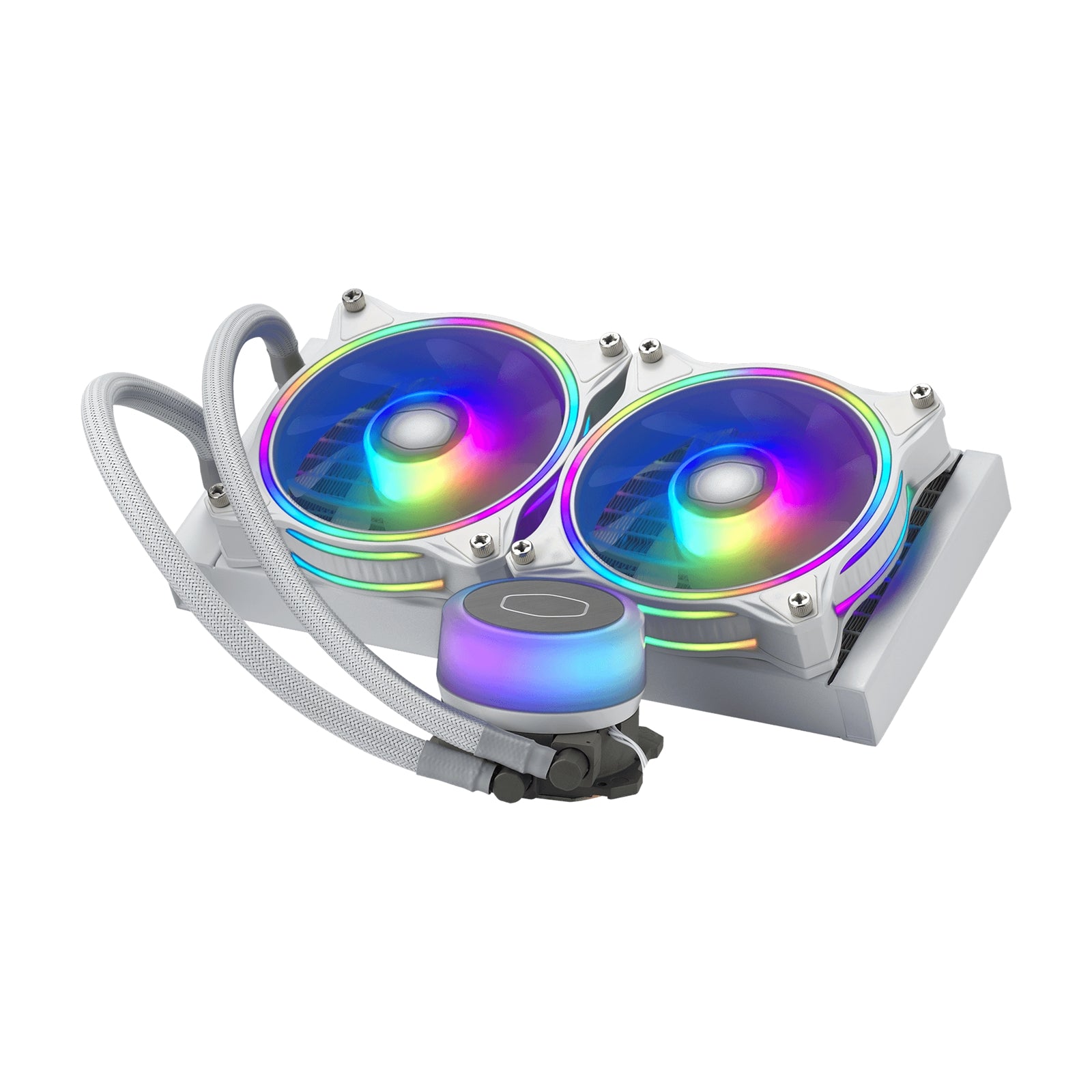 Cooler Master MasterLiquid ML240 Illusion White Edition Universal Socket 240mm PWM 1800RPM Addressable Gen 2 RGB LED AiO Liquid CPU Cooler with Wired ARGB Controller