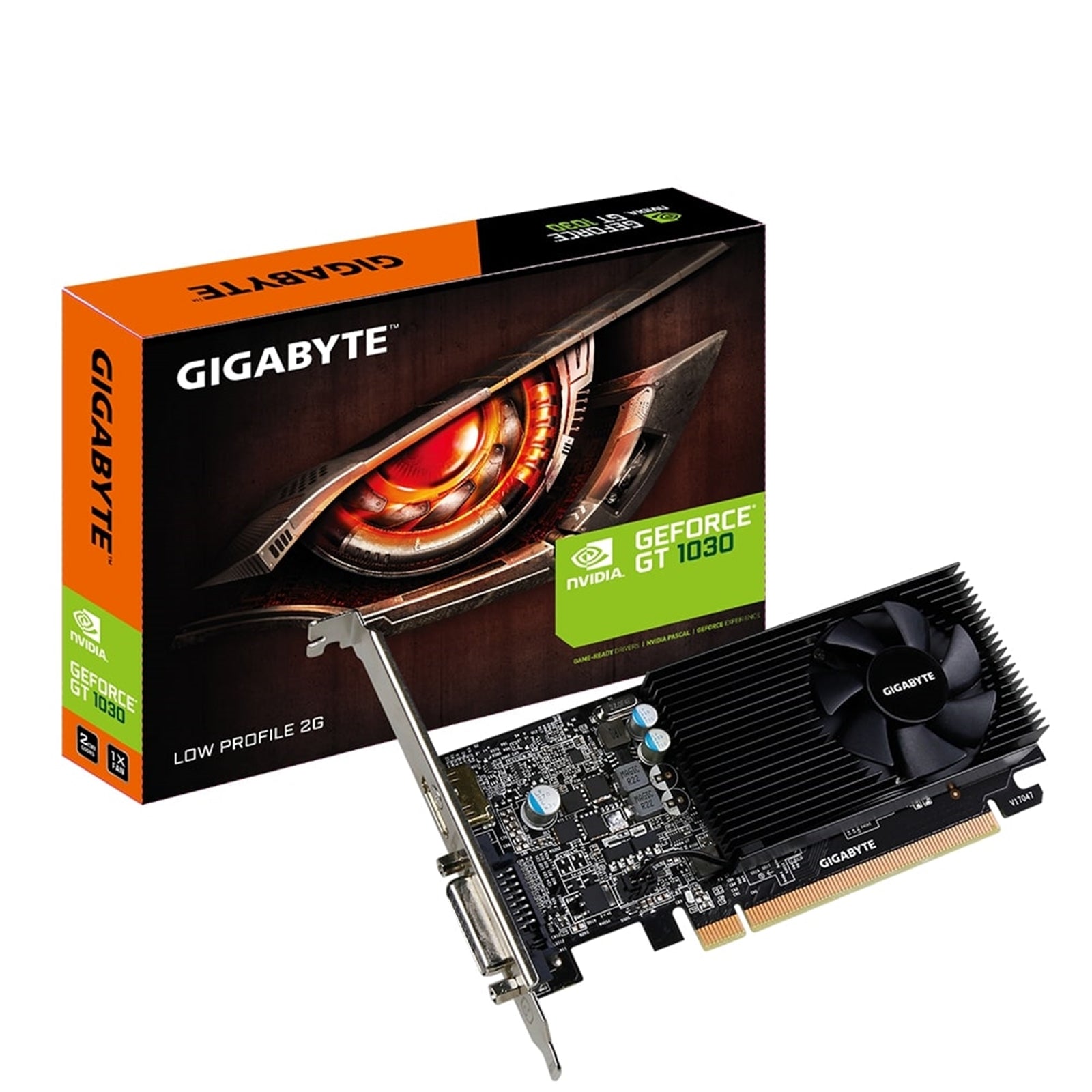 Gigabyte NVIDIA GeForce GT 1030 Low Profile 2G Graphics Card, 2GB GDDR5, 384 CUDA Cores, 1506 MHz Core Clock, Single Fan Low Profile, 1x DVI-D / 1x HDMI Port