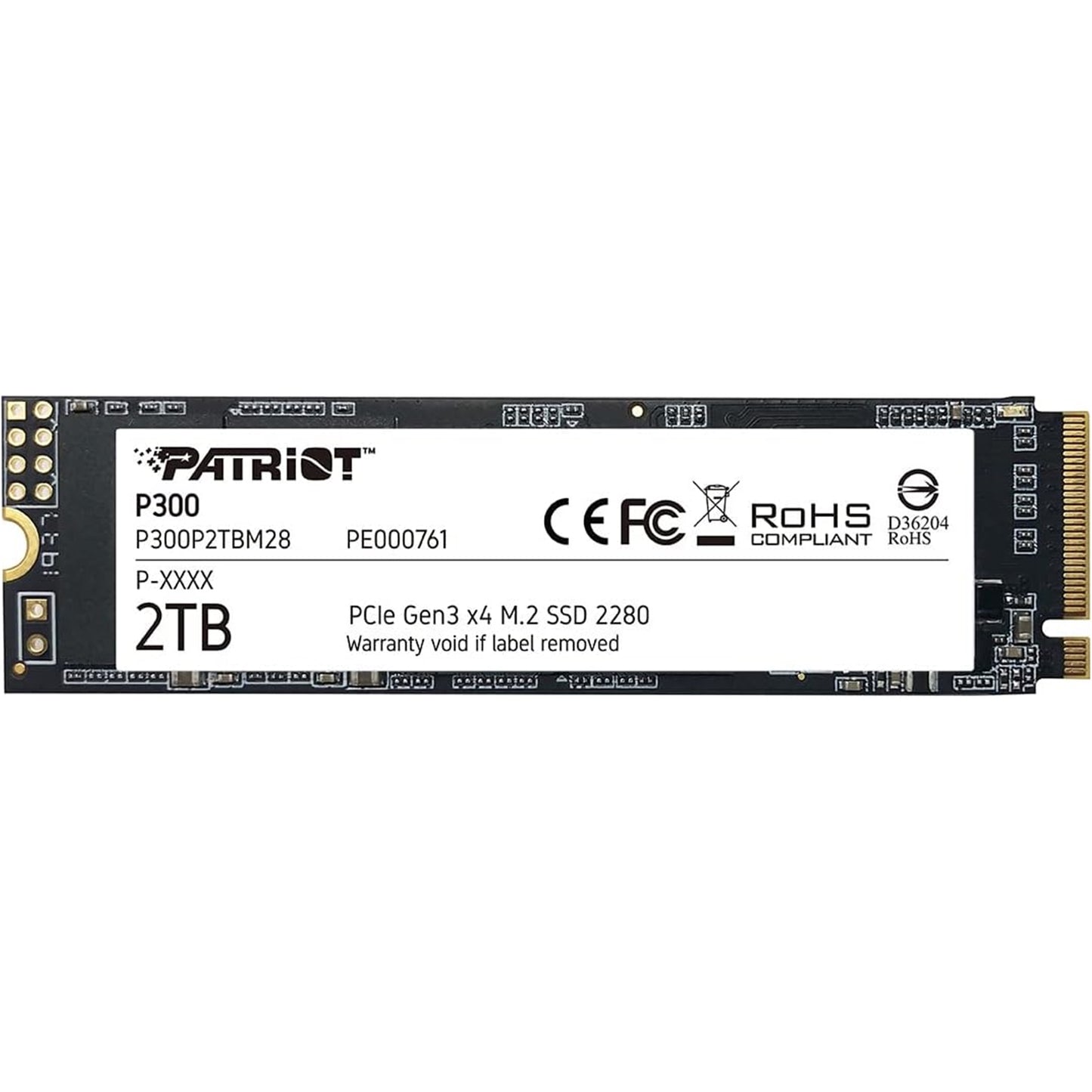 Patriot P300 (P300P2TBM28) 2TB NVMe SSD, M.2 Interface, PCIe Gen3, 2280, Read 2100MB/s, Write 1650MB/s, 3 Year Warranty