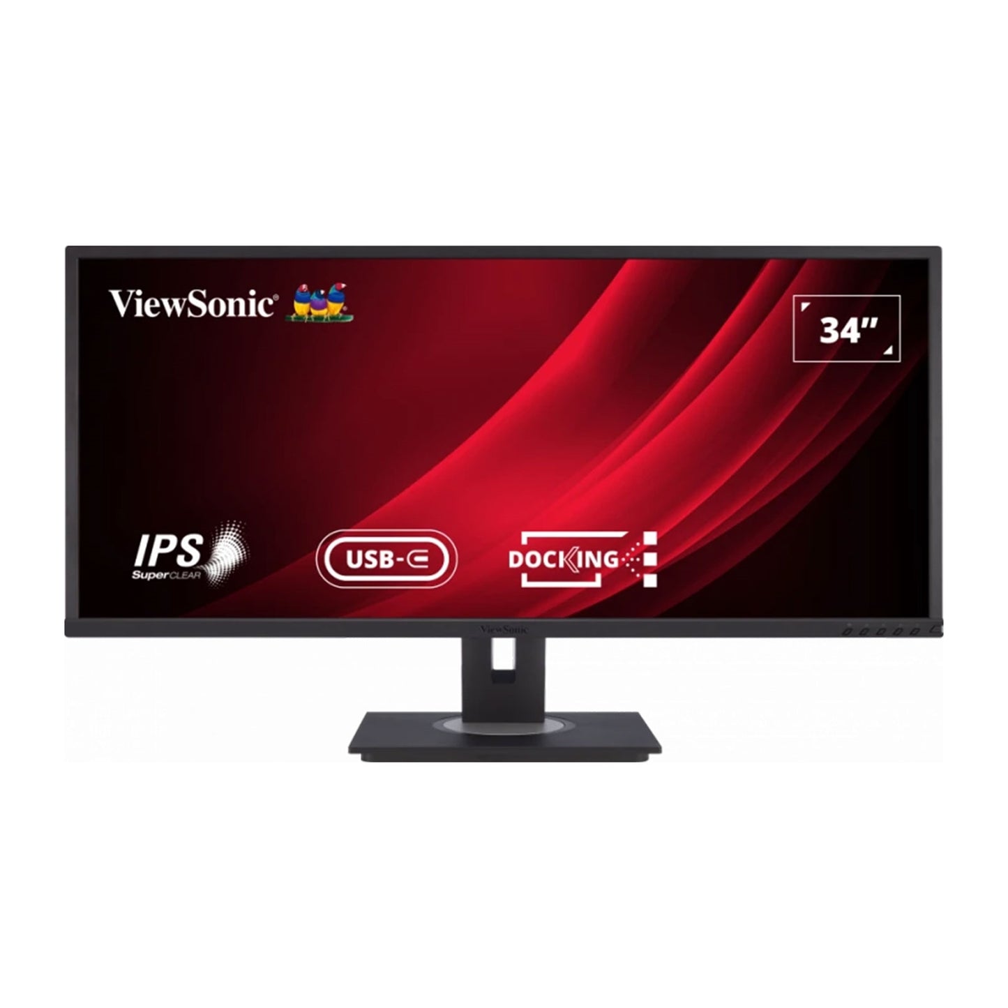 Viewsonic VG3456 34" Ultrawide Docking Monitor, 2xHDMI, Display Port, Integrated USB-C & Ethernet, WQHD, 60Hz, 5ms, Freesync, Speakers, VESA, Height Adjust, Cable Management, Black