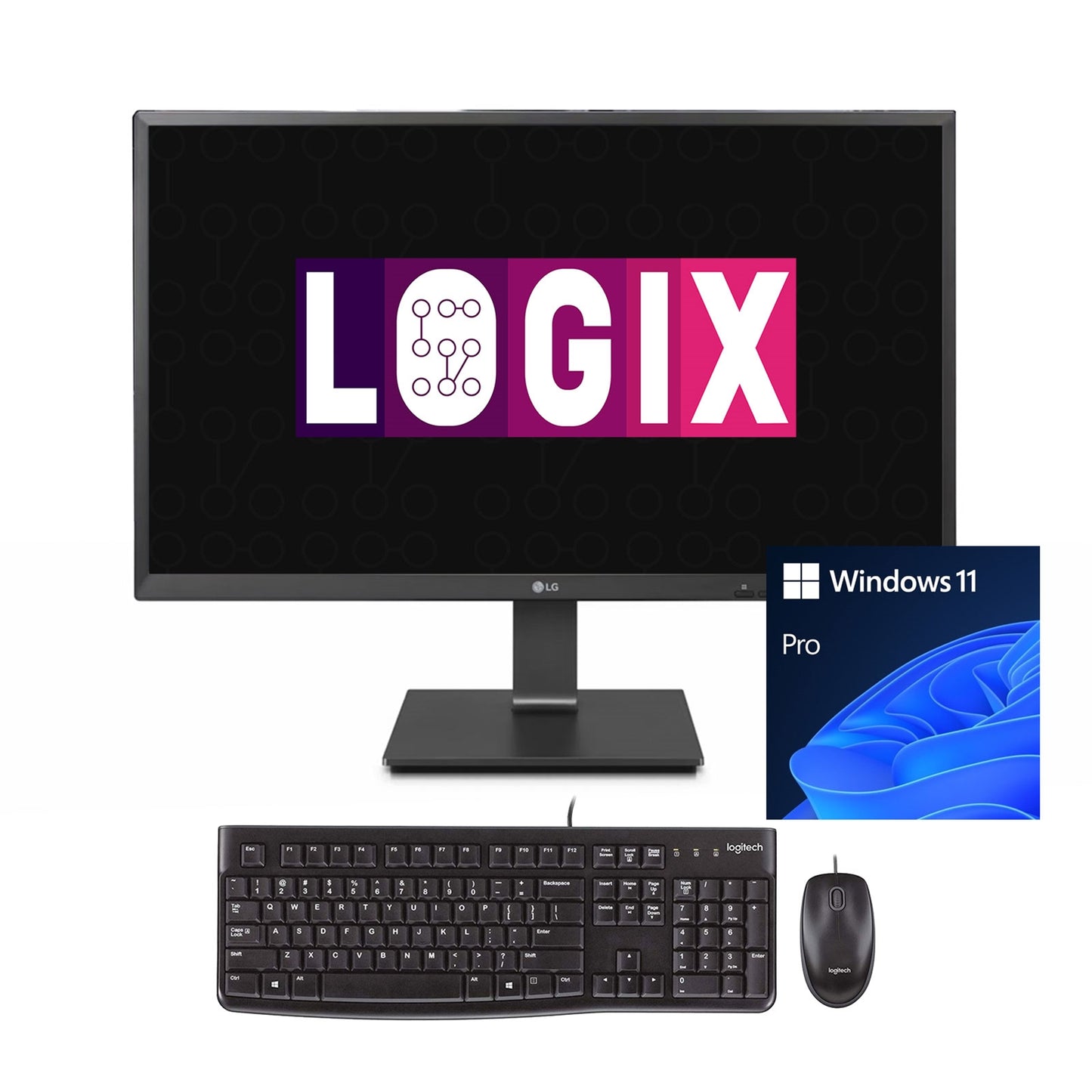 LOGIX Intel Quad Core 27 Inch Full HD All-in-One Business Desktop PC with 12GB RAM and 512GB SSD, plus Windows 11 Pro, FREE Keyboard & Mouse