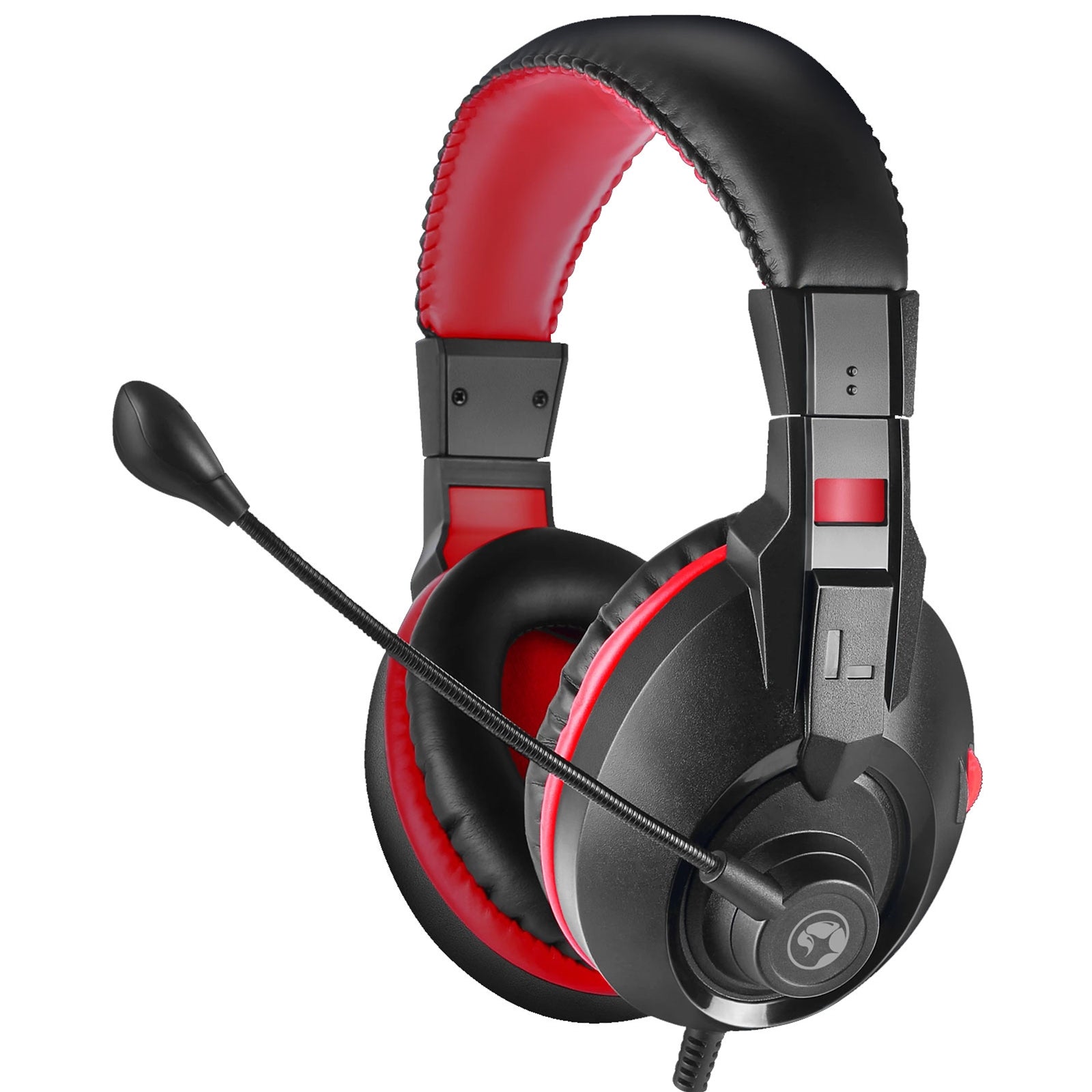 Marvo Scorpion H8321S Gaming Headset, Stereo Sound, Flexible Omnidirectional Microphone, 40mm Audio Drivers, On-ear Volume Control, 3.5mm Connection, Black and Red